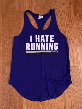 Y2K Victoria's Secret PINK "I Hate Running" Deep Blue Racerback Tank Top